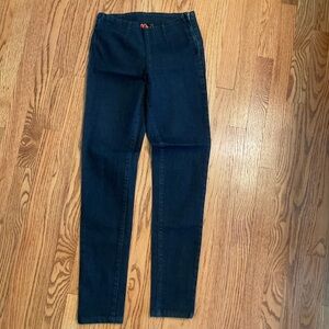 Forever 21 High Waisted Cigarette Blue Denim Jeans, Side Zip, Flat Front, Sz 26
